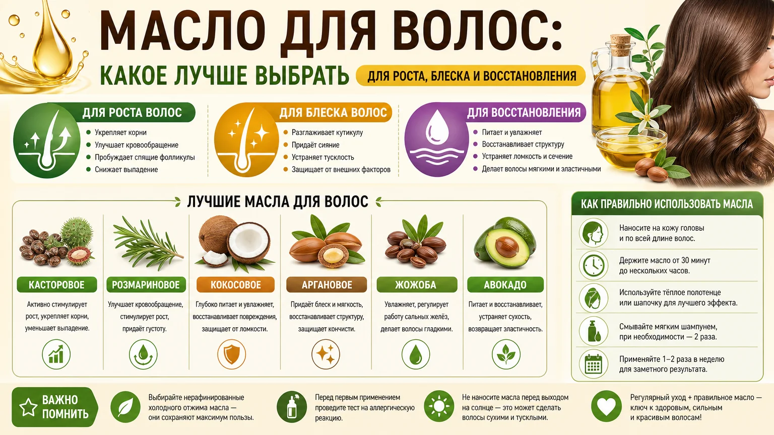 Масло для волос: какое лучше выбрать для роста, блеска и восстановления