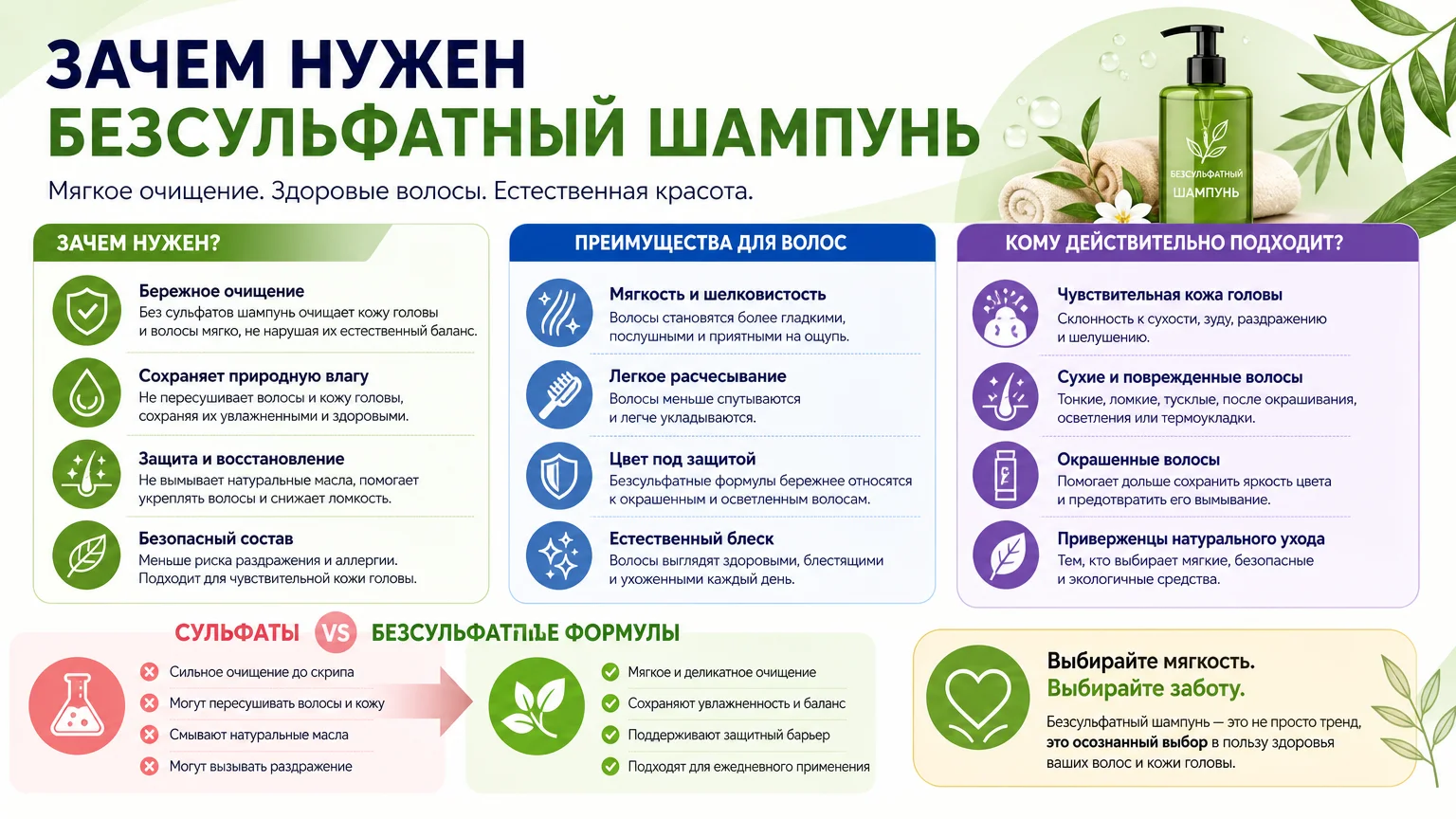 Зачем нужен безсульфатный шампунь для волос и кому он действительно подходит