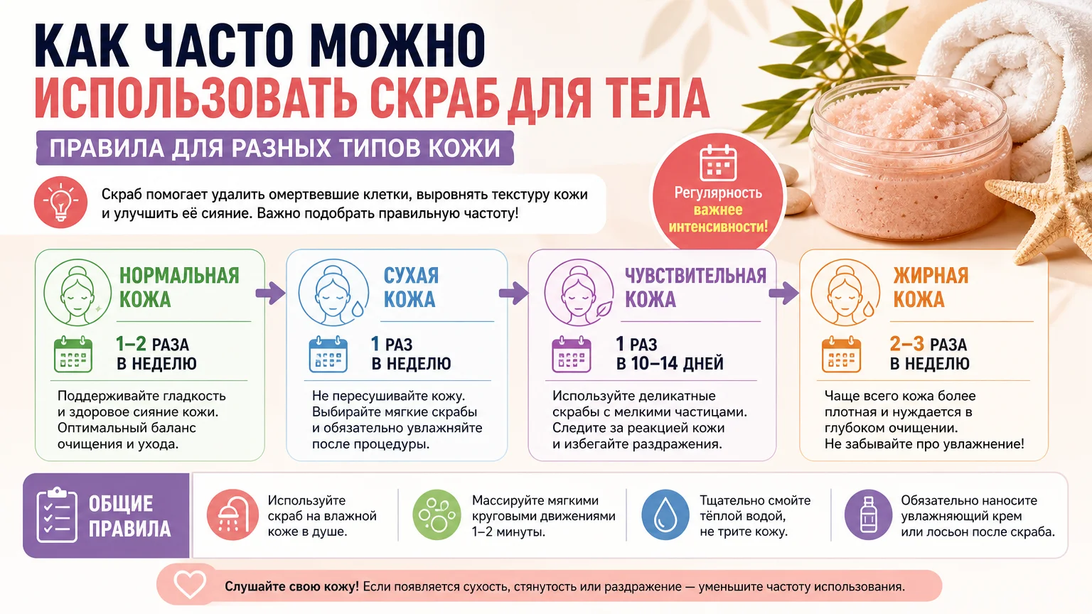 Как часто можно использовать скраб для тела: правила для разных типов кожи