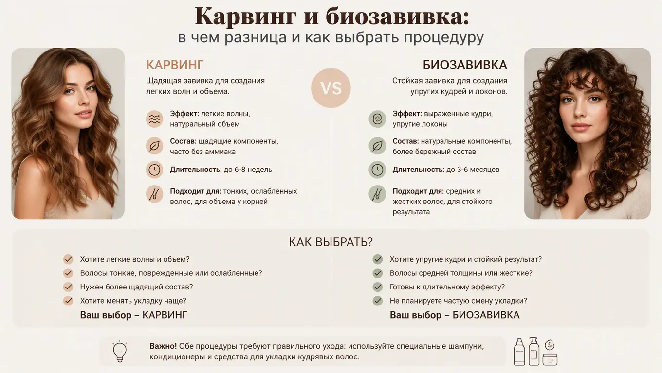 Карвинг и биозавивка: в чем разница и как выбрать процедуру