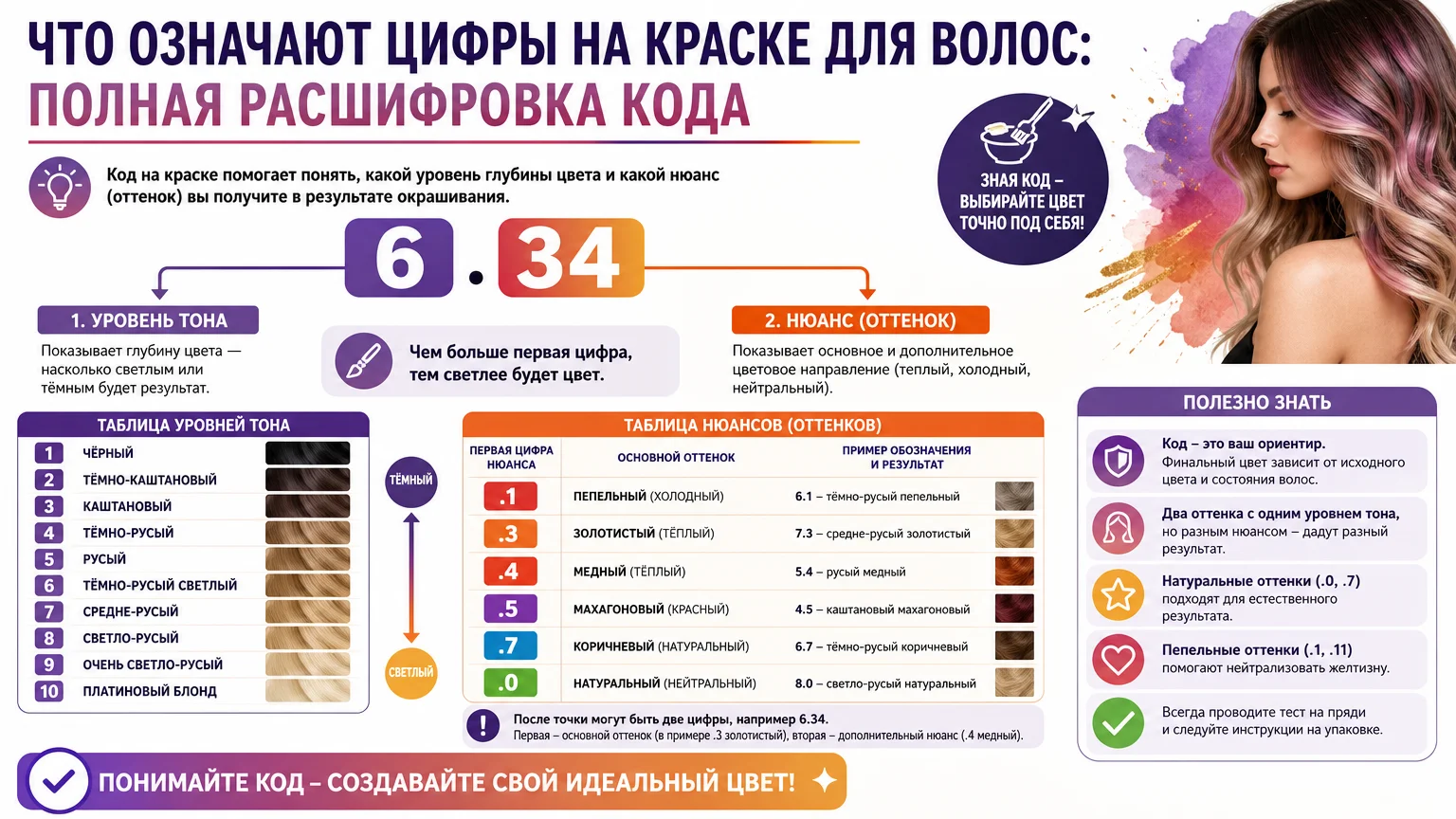 Что означают цифры на краске для волос: полная расшифровка кода от уровня тона до нюанса