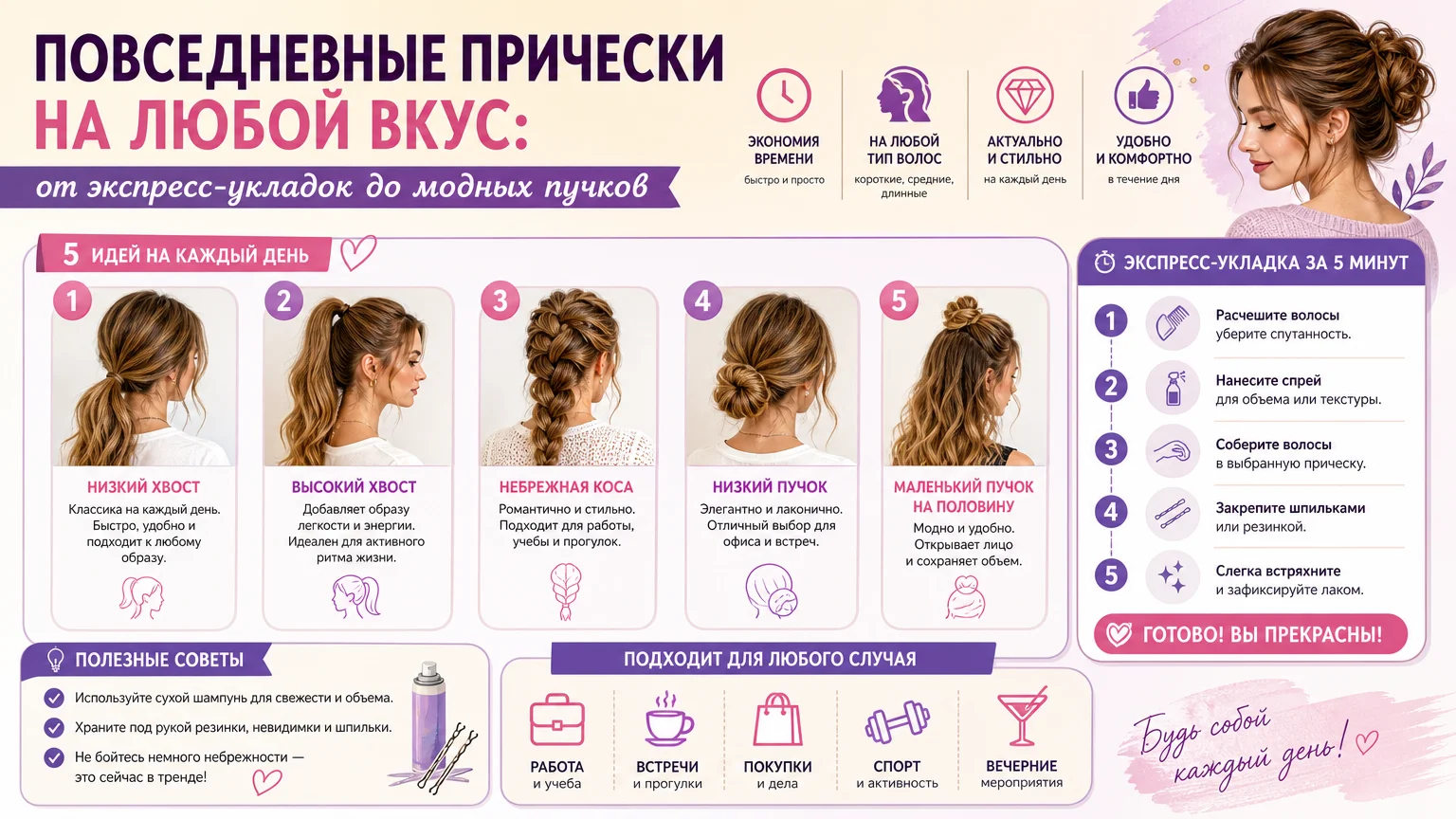 Повседневные прически на любой вкус: от экспресс-укладок до модных пучков