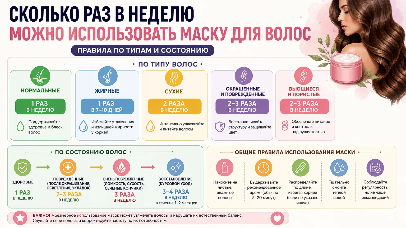 Сколько раз в неделю можно использовать маску для волос: правила по типам и состоянию
