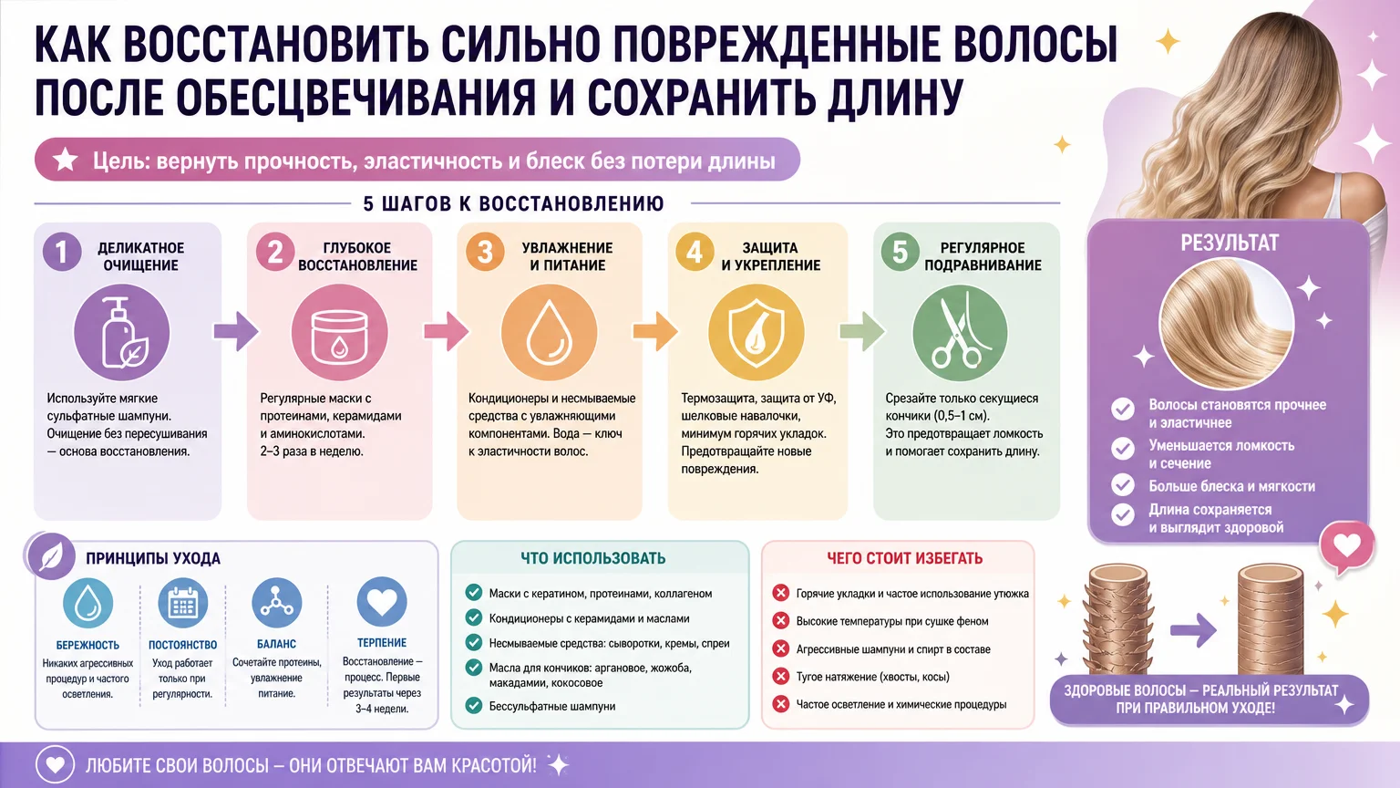 Как восстановить сильно поврежденные волосы после обесцвечивания и сохранить длину