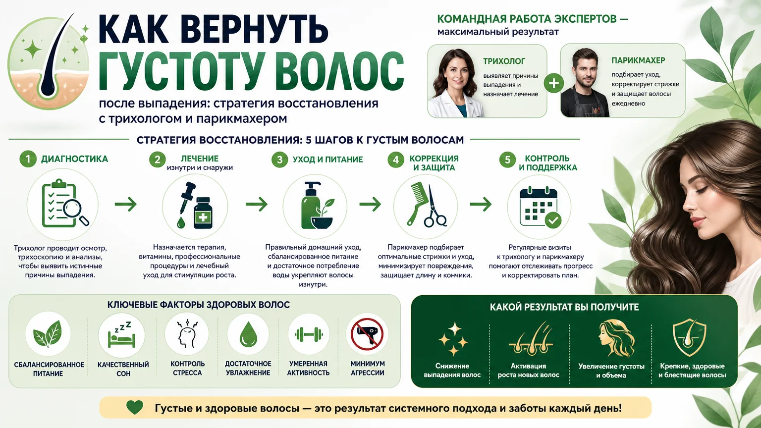 Как вернуть густоту волос после выпадения: стратегия восстановления с трихологом и парикмахером