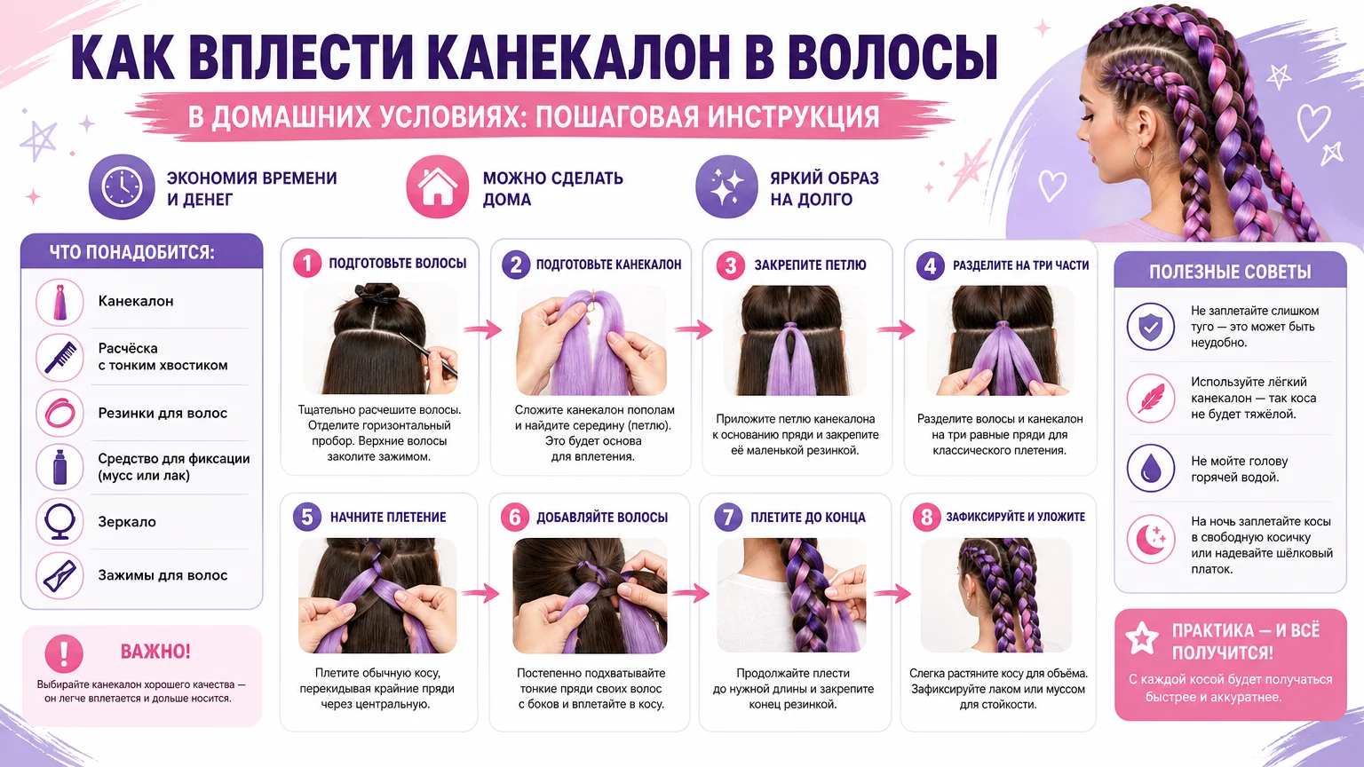 Как вплести канекалон в волосы в домашних условиях: пошаговая инструкция