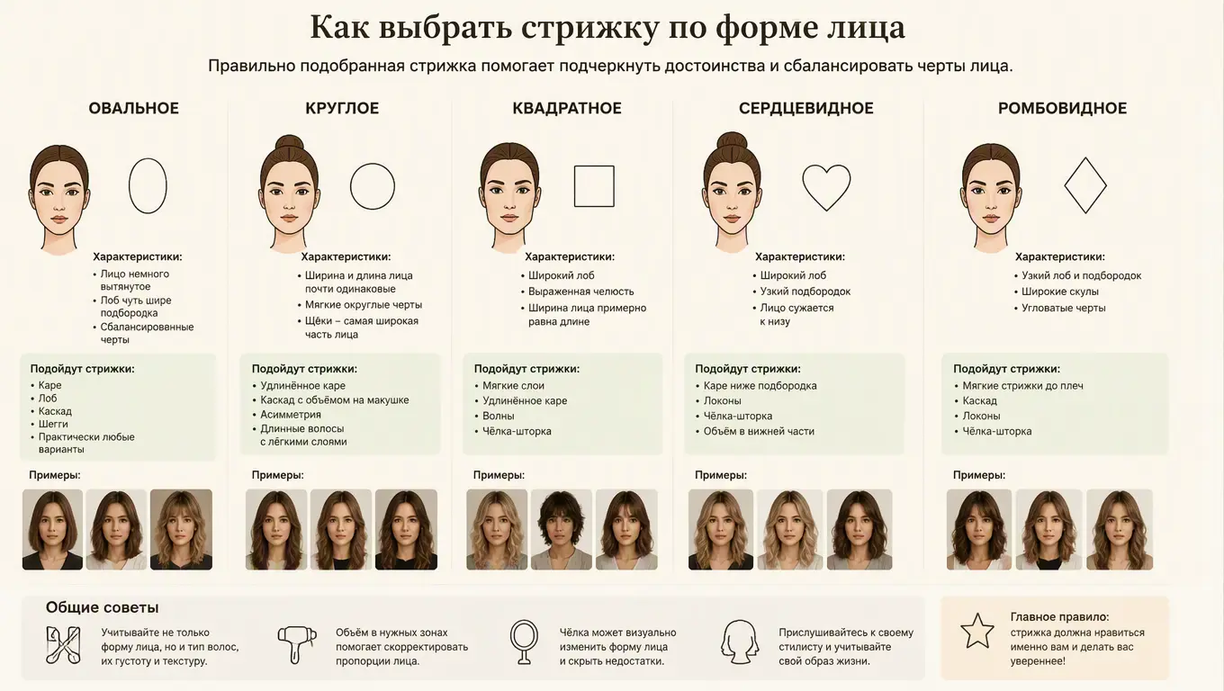 Как выбрать стрижку по форме лица