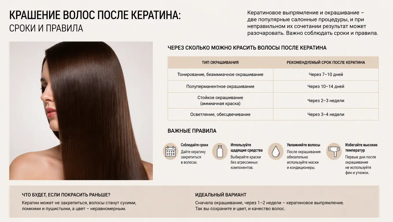 Через сколько после кератина можно красить волосы: сроки и правила