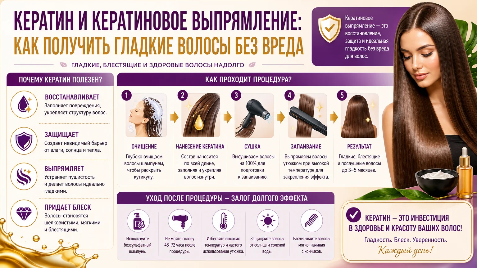 Кератин и кератиновое выпрямление: как получить гладкие волосы без вреда
