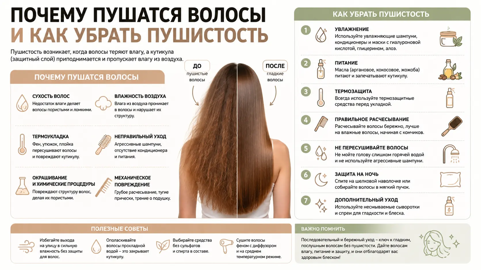 Почему пушатся волосы и как убрать пушистость