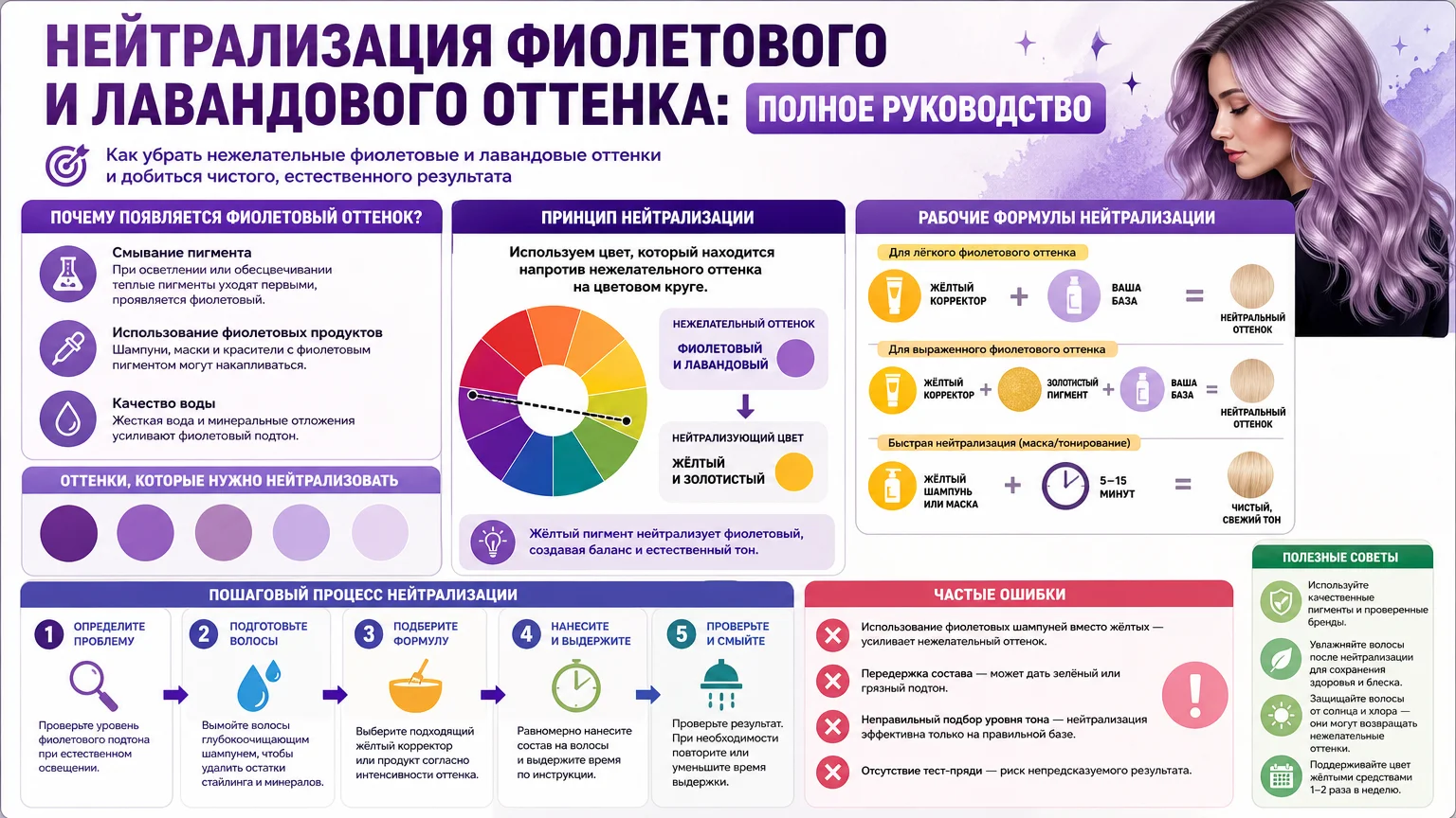 Нейтрализация фиолетового и лавандового оттенка: полное руководство