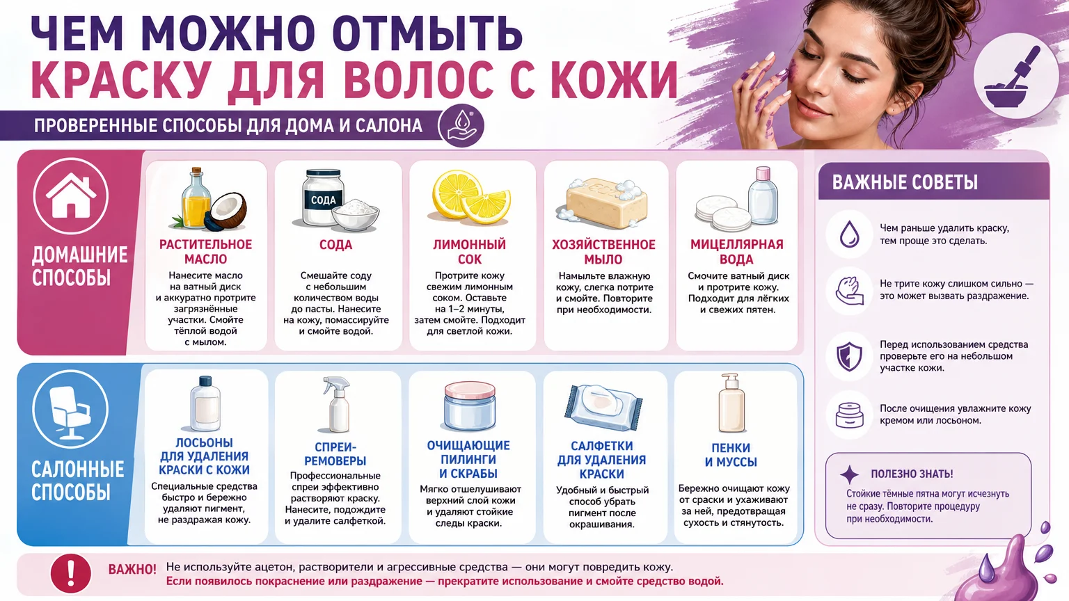 Чем можно отмыть краску для волос с кожи — проверенные способы для дома и салона