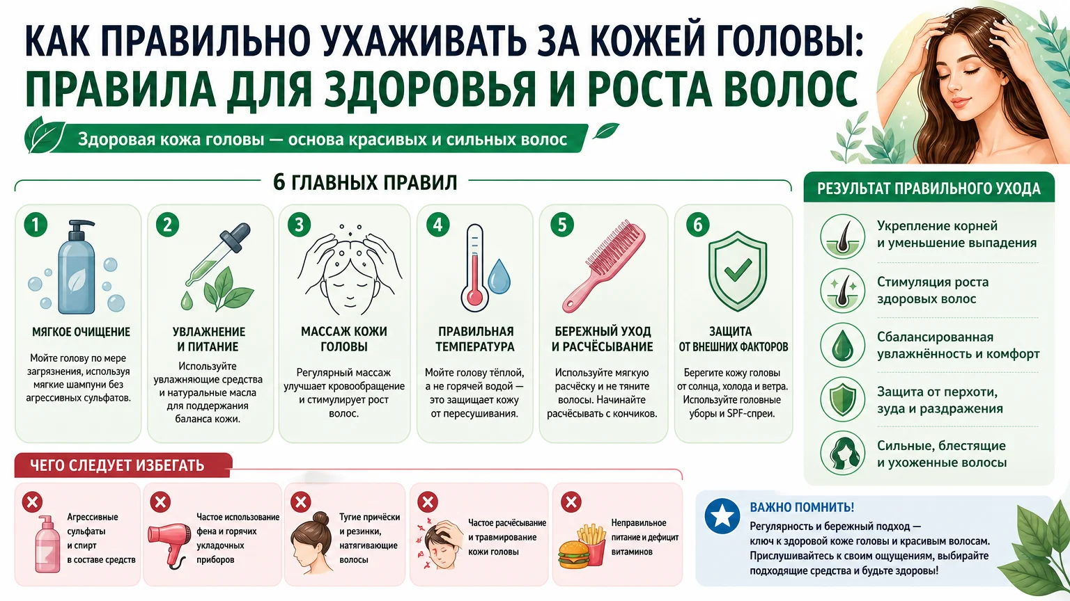 Как правильно ухаживать за кожей головы: правила для здоровья и роста волос
