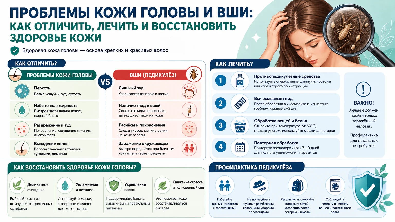 Проблемы кожи головы и вши: как отличить, лечить и восстановить здоровье кожи