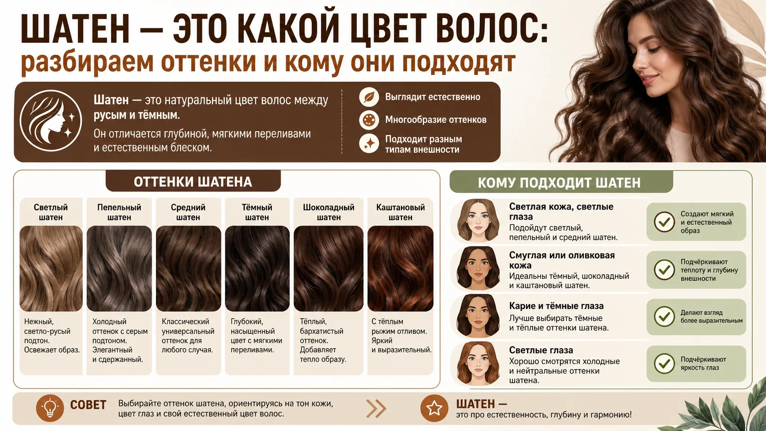 Шатен — это какой цвет волос: разбираем оттенки и кому они подходят