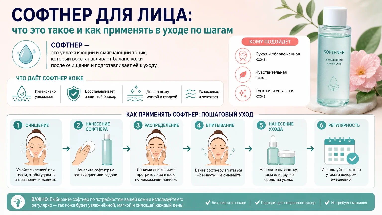 Софтнер для лица: что это такое и как применять его в уходе по шагам