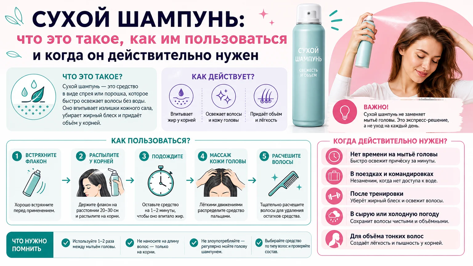 Сухой шампунь: что это такое, как им пользоваться и когда он действительно нужен