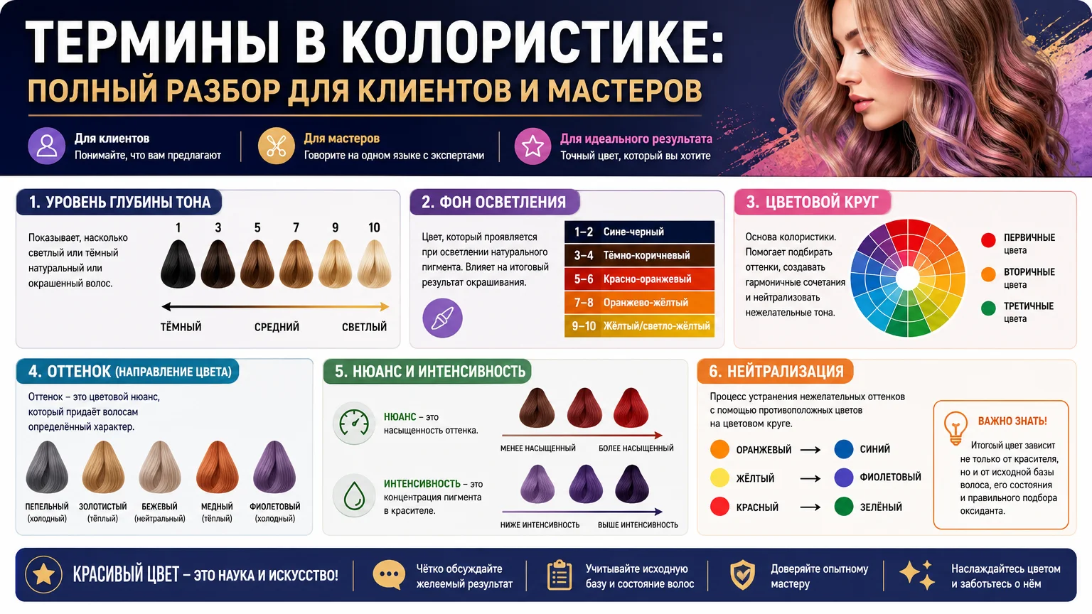 Термины в колористике: полный разбор для клиентов и мастеров