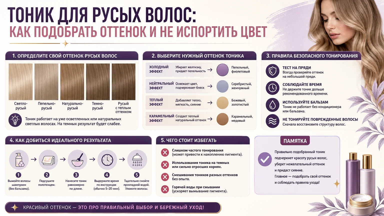 Тоник для русых волос: как подобрать оттенок и не испортить цвет