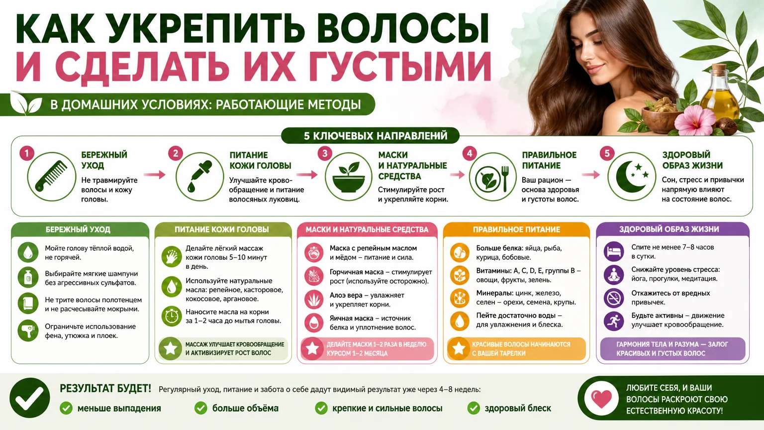 Как укрепить волосы и сделать их густыми в домашних условиях: работающие методы